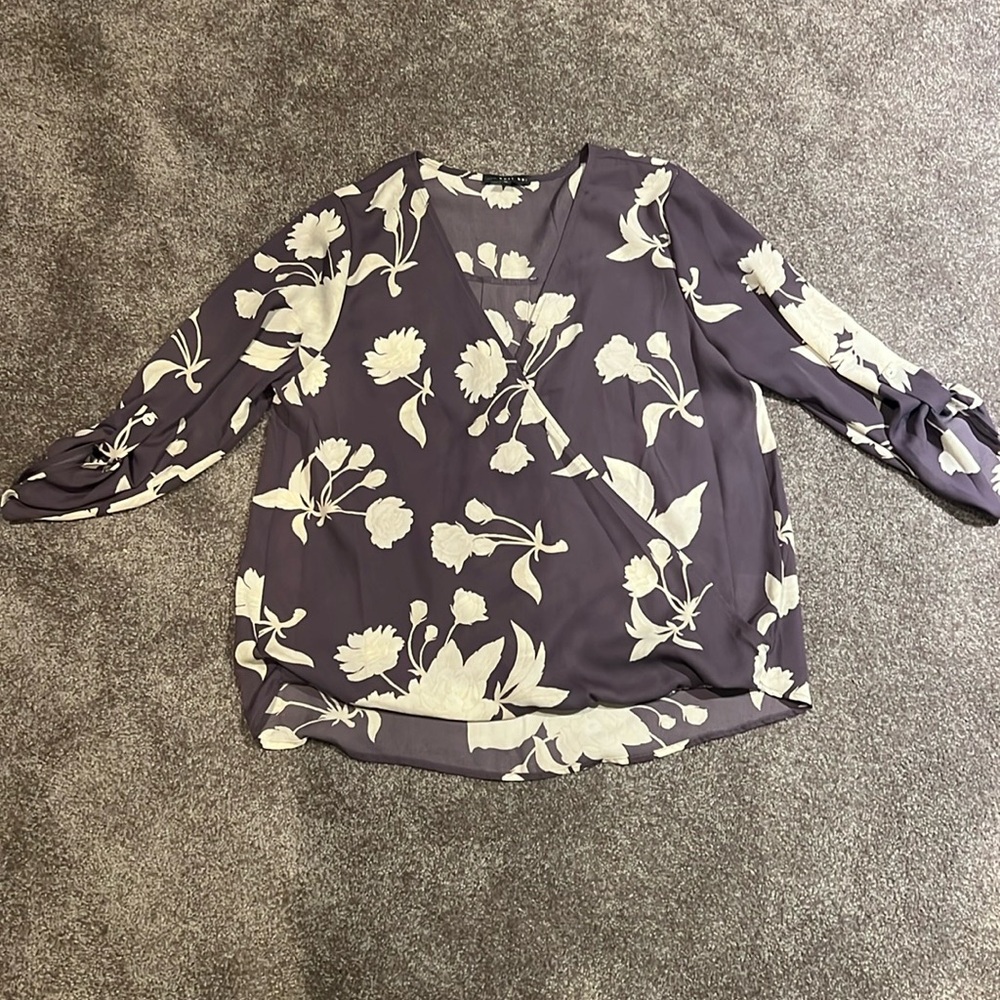West Kei Blouse, Purple and Cream, sz M
